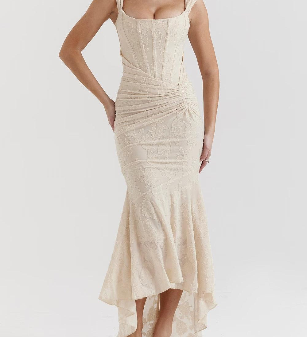 Giulia | Abito maxi floreale blu campanula
