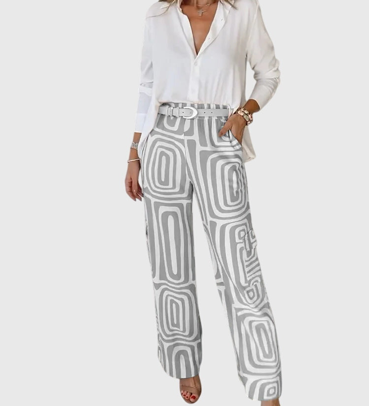 Emilia | Pantaloni Eleganti con Blusa e Cintura Inclusi