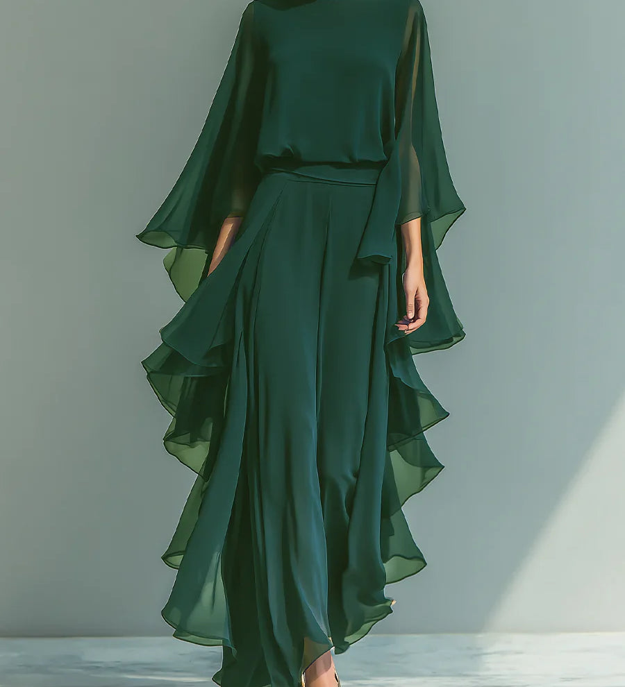 Aurora | Completo Elegante in Chiffon con Volant