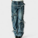 Denara – Jeans larghi con elementi di legatura