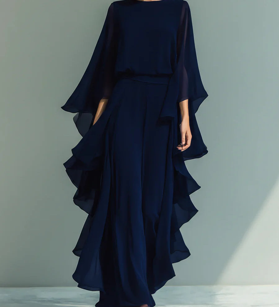 Aurora | Completo Elegante in Chiffon con Volant