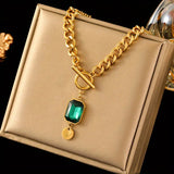 Collana Pendente Catena Smeraldo Spessa | Oro