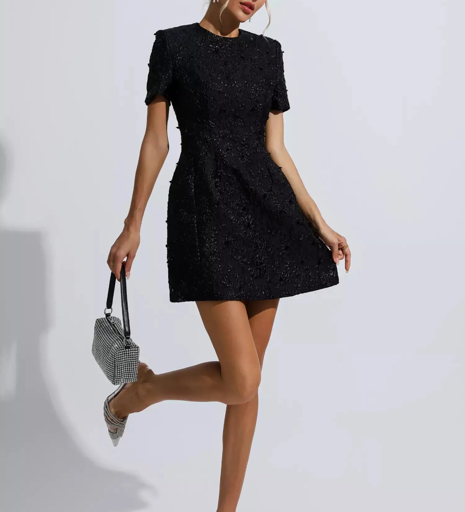 Alyshia - Mini abito floreale jacquard