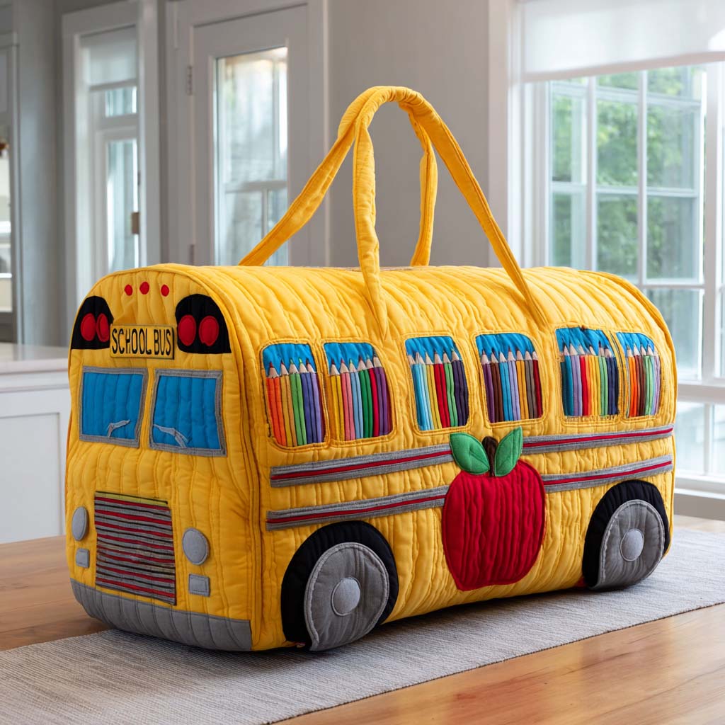 Borsa a tracolla trapuntata con motivo scuola NCU0VT243