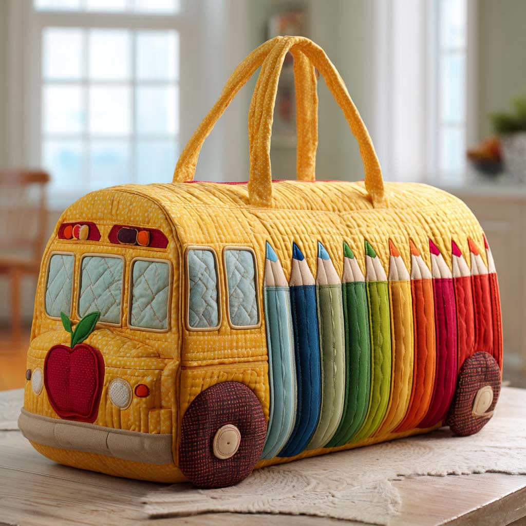 Borsa a tracolla trapuntata con motivo scuola NCU0VT243