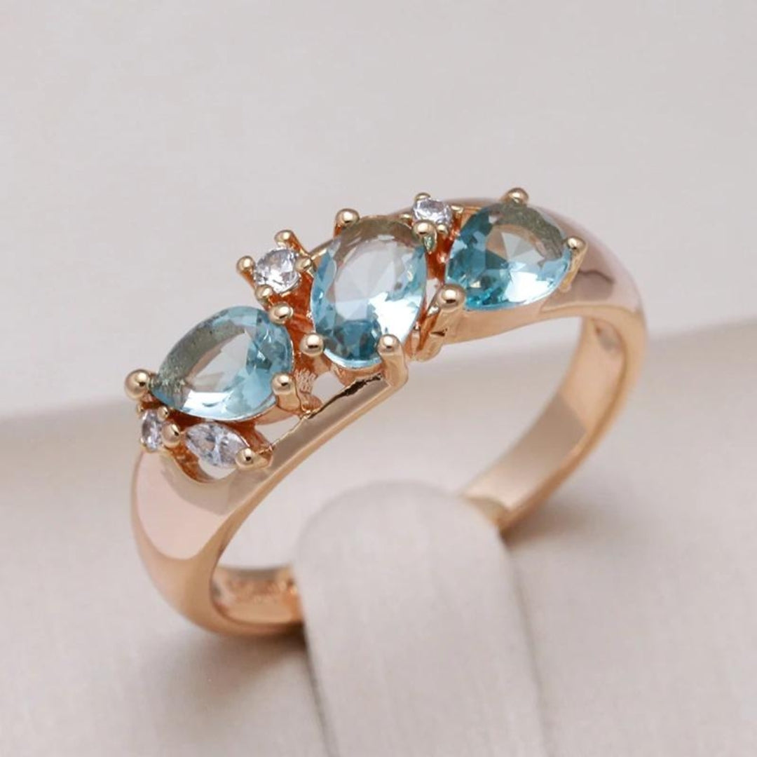 Anello Vintage Zirkonia Elegante in Oro Blå