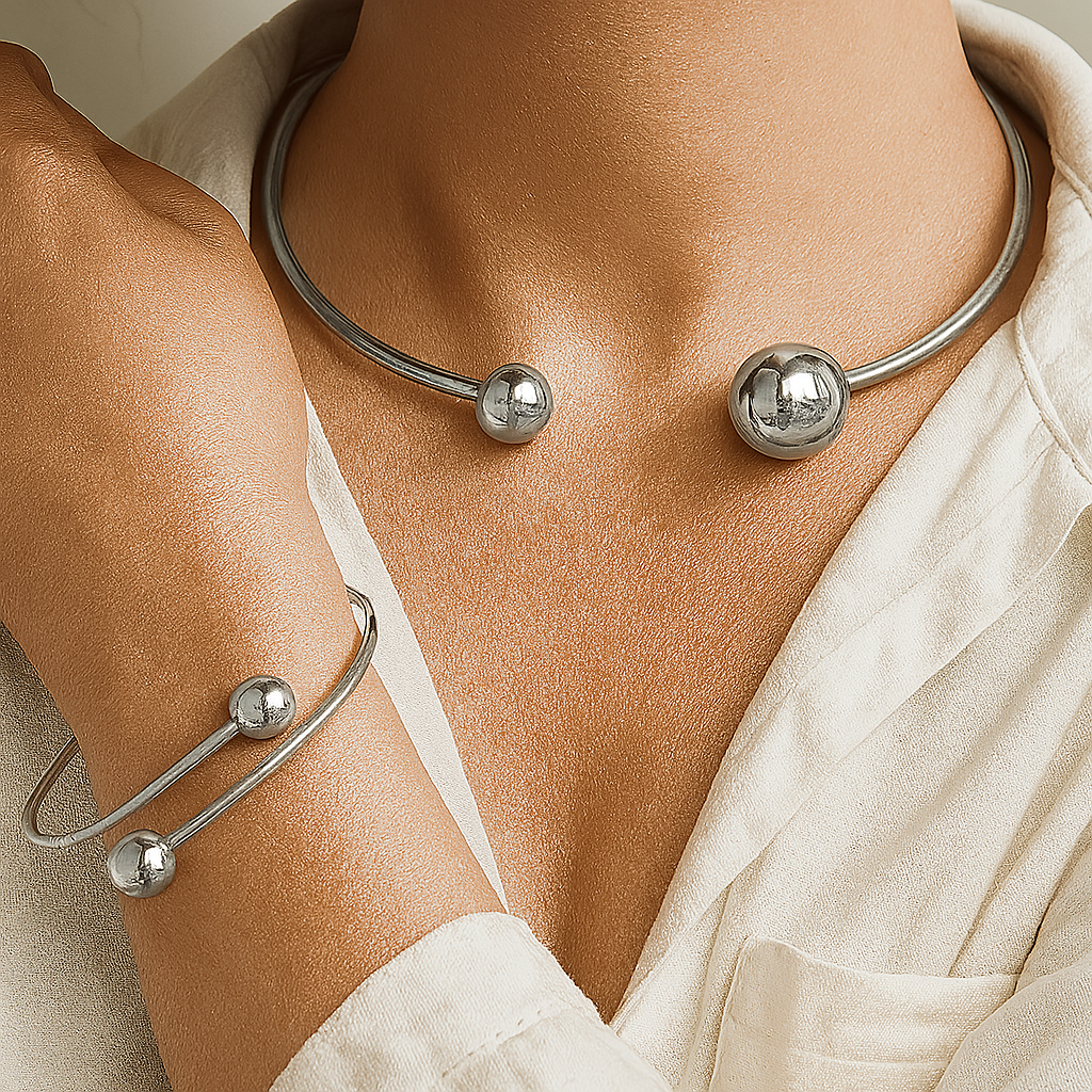 Set di Collana e Bracciale Minimalista Luminoso