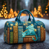 Borsa da viaggio trapuntata con drago e libro antico NCU0TD868