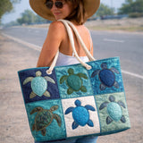Borsa Mare e Viaggio Trapuntata Tartaruga Blu