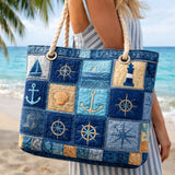 Borsa Mare e Viaggio Trapuntata Nautica Blu