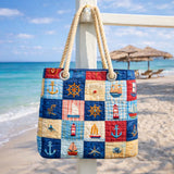 Borsa da Spiaggia Trapuntata Patchwork Marino – L e XL