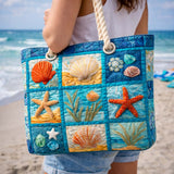 Borsa Mare e Viaggio Trapuntata Conchiglie Costiere