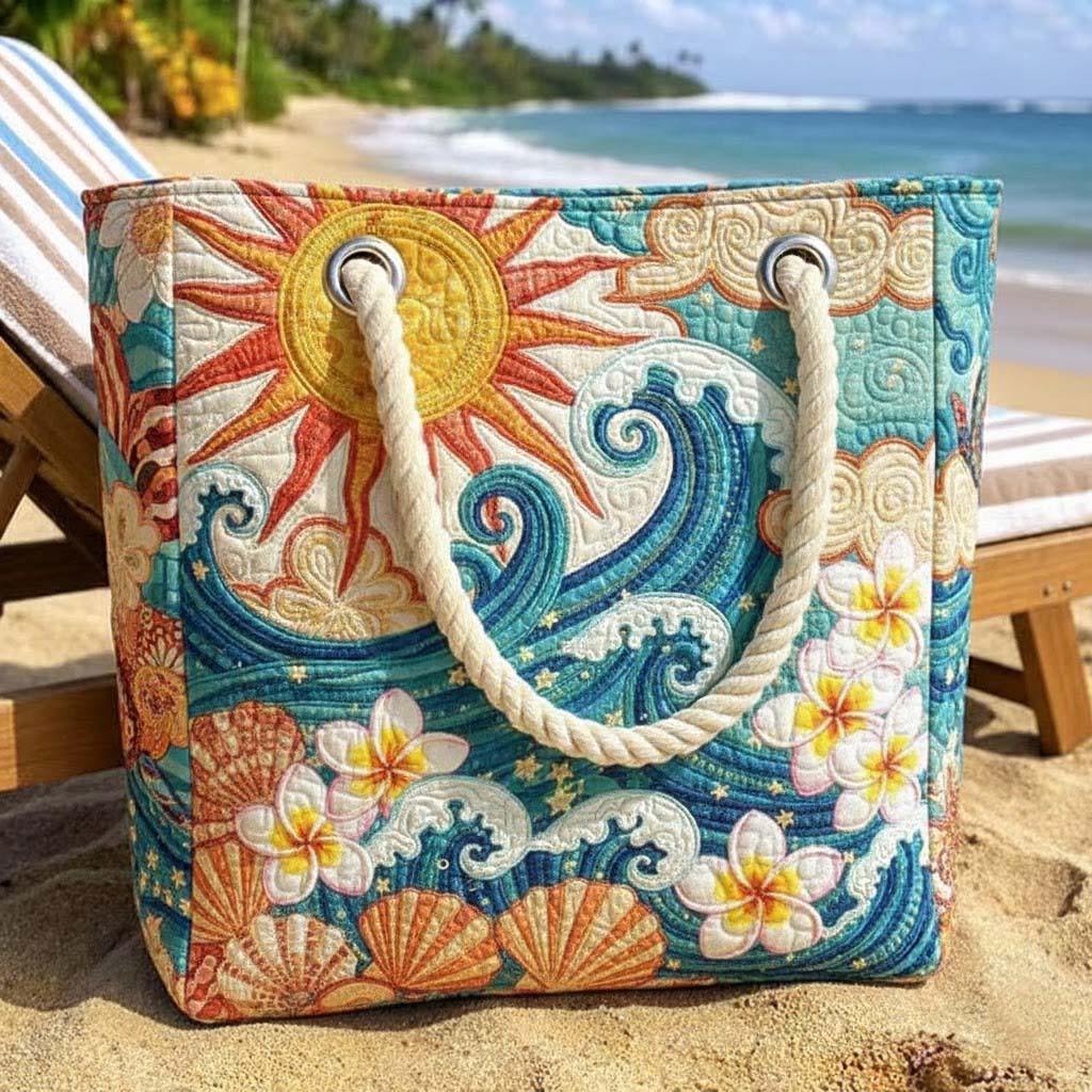 Borsa da Spiaggia Trapuntata Bagliore Dorato – L e XL