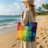 Borsa Mare e Viaggio Trapuntata Impronte Colorate
