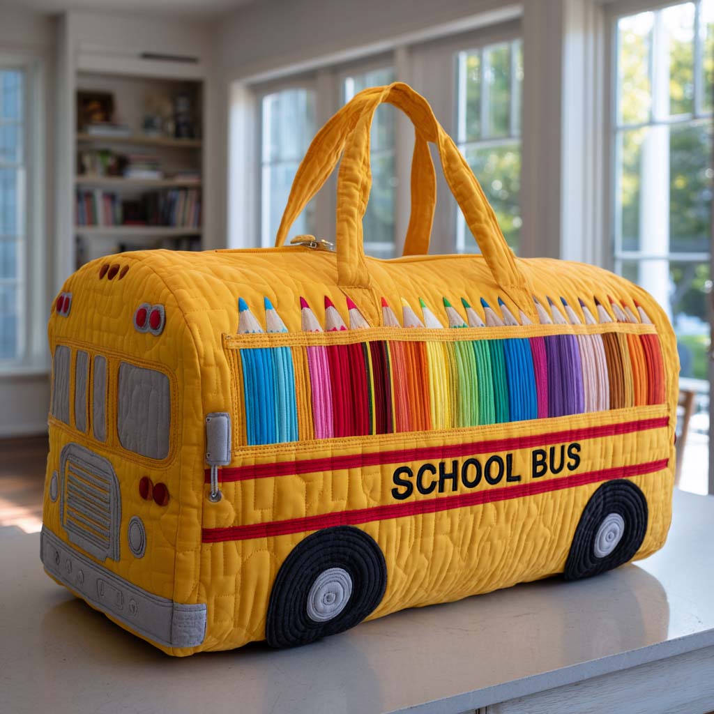 Borsa a tracolla trapuntata con motivo scuola NCU0VT243