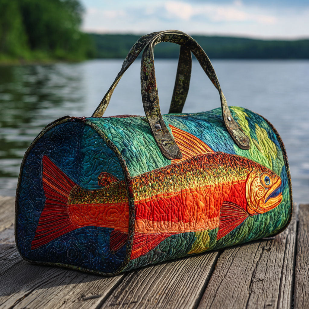 Borsa da viaggio trapuntata con motivo pesca NCU0VT259
