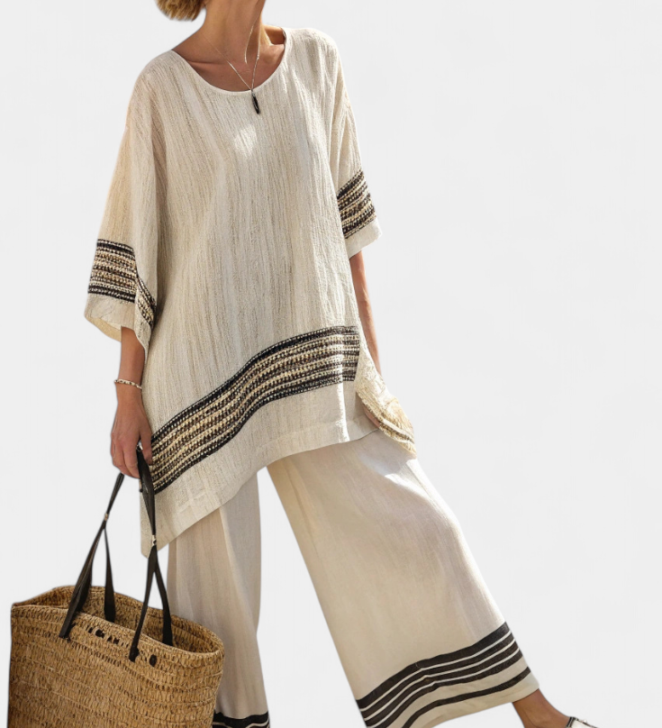Anzaleira | Elegante completo a righe