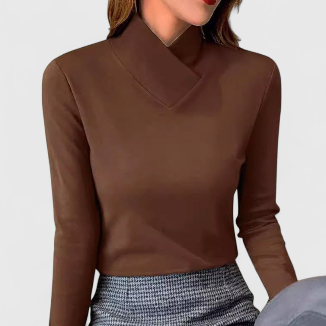 Clémence | Chiaro | Elegante Maglione con Collo Alto