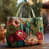 Borsa imbottita realizzata a mano con motivi a cactus