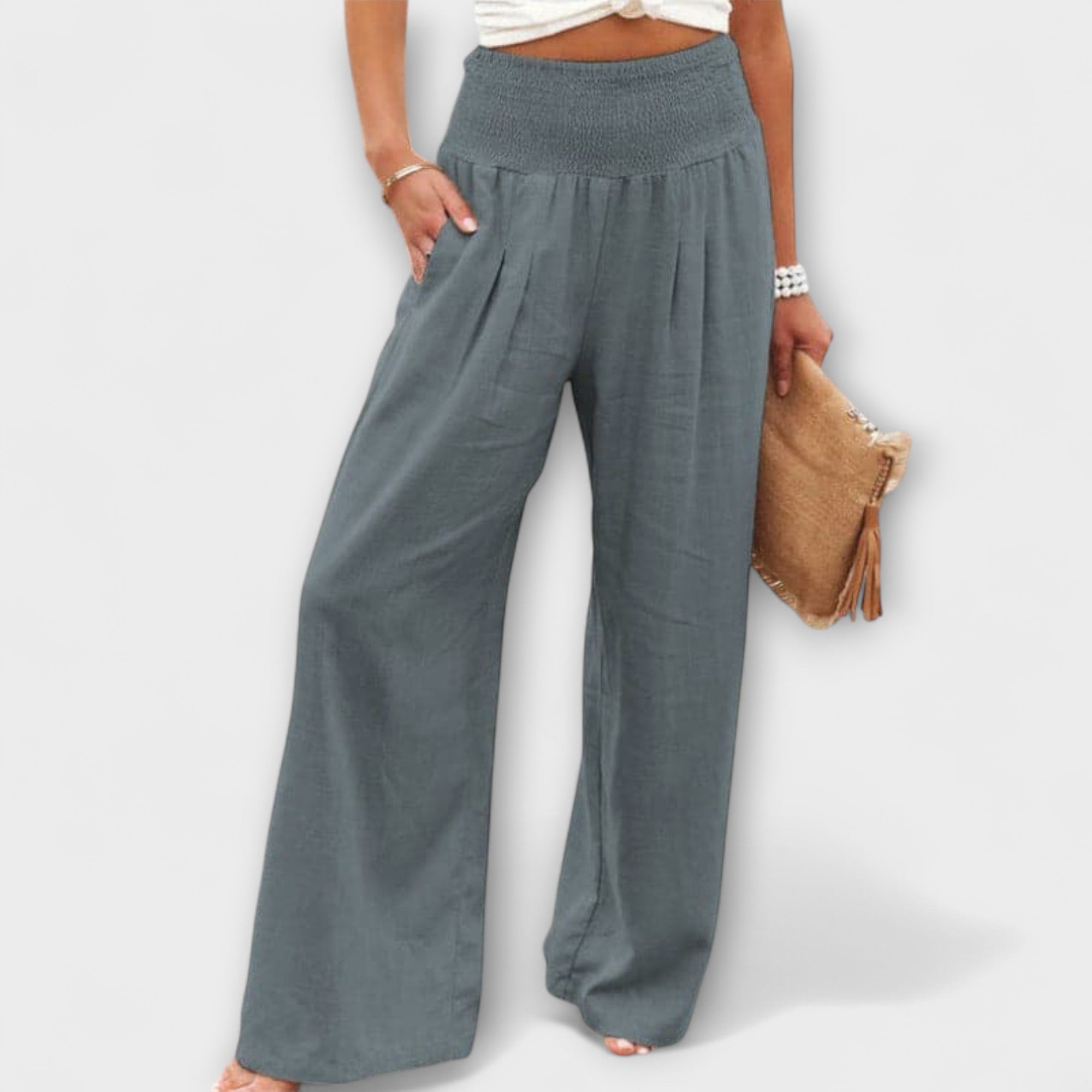Thearya - Pantaloni Larghi in Lino Casual