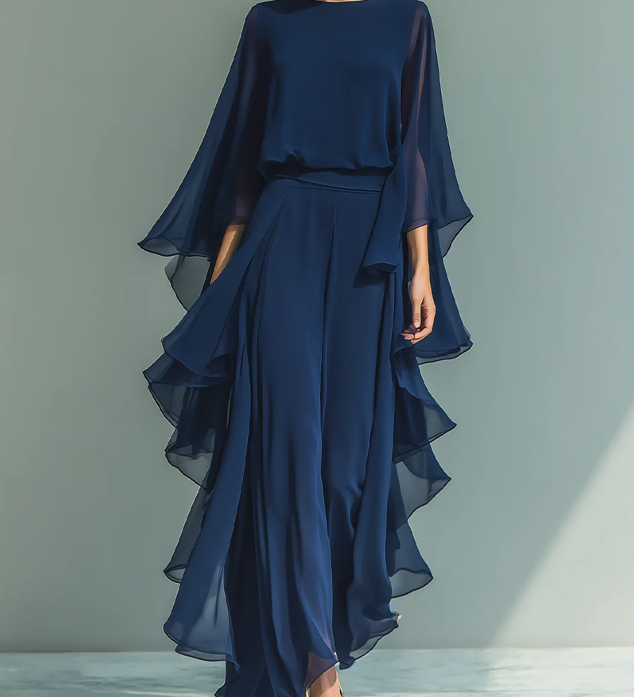 Aurora | Completo Elegante in Chiffon con Volant
