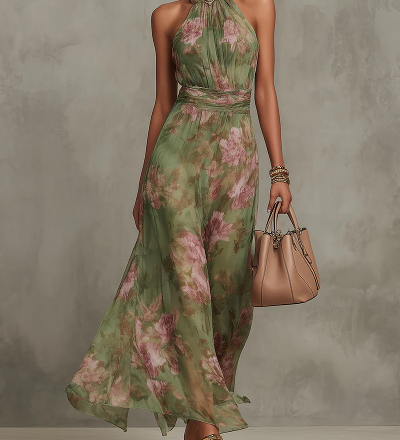 Livia | Abito Maxi Halter Floreale