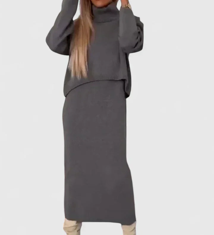 Chrystahl | Elegante Abito Completo con Maglione a Collo Alto