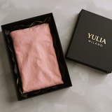 Abito lungo minimalista rosa con scollo a V in misto lino da donna