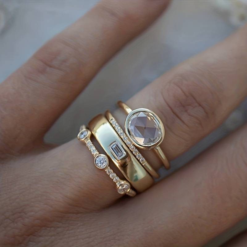 Lily - Set di Anelli Vintage in Oro e Zirconia