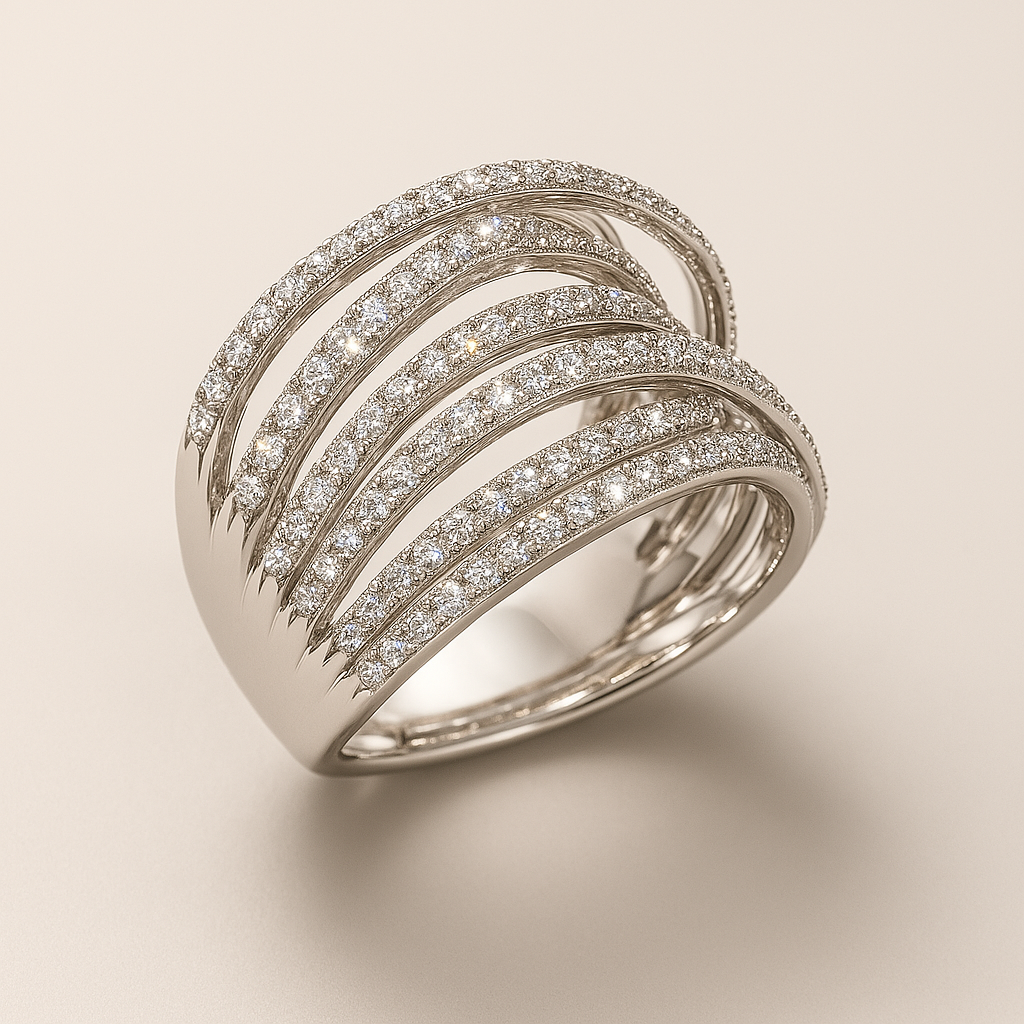 Anello in Argento Zirconia Vintage Sovrapposto