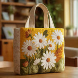Borsa imbottita realizzata a mano con margherite