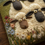 Borsa Artistica Trapuntata cinque pecore – Due Misure
