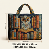 Borsa Artigianale gufo e libri antichi – Idea Regalo