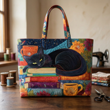 Borsa Donna con gatto nero, libri e tazze – Due Misure