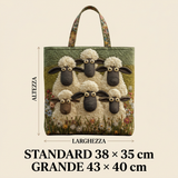 Borsa Artistica Trapuntata cinque pecore – Due Misure