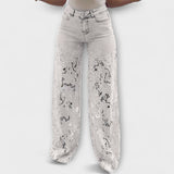 Virelle – Jeans con trasparenza floreale e gamba ampia