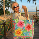 Borsa Mare Floreale Trapuntata Fiore Tropicale – L e XL
